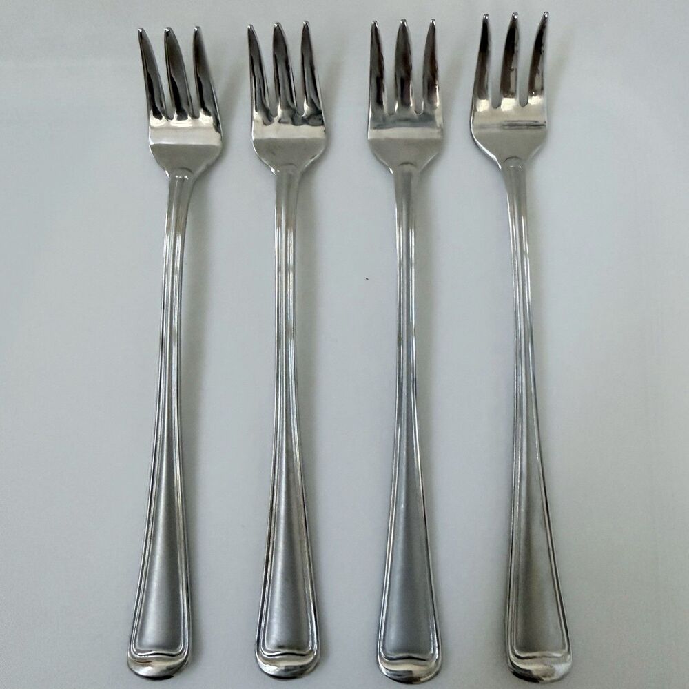 4pc GORHAM Monet Frosted Stainless Cocktail/Seafood Forks 5 1/2” Glossy 18/8